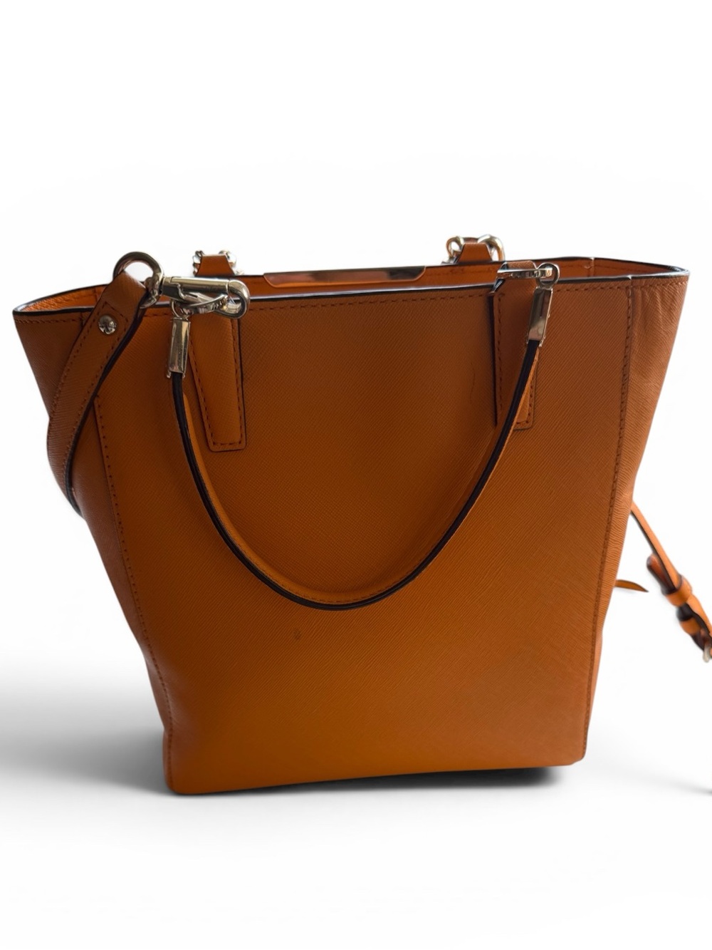 Coach Crossgrain Leather Zip Top Tote 28904 Orange Leather Crossbody Bag - Picture 3 of 8